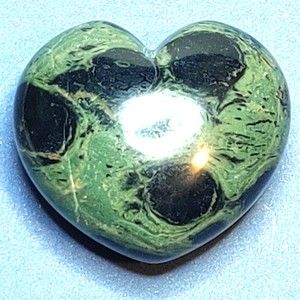 Kambaba Jasper Puffed Heart Natural Stone 1.5 X 1.75" including Felt Pouch-HT07